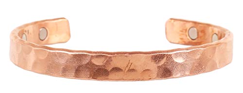 Image of Touchstone Copper magnetic bracelet Tibetan style. Hand forged with solid and high gauge pure copper. Hammered look.