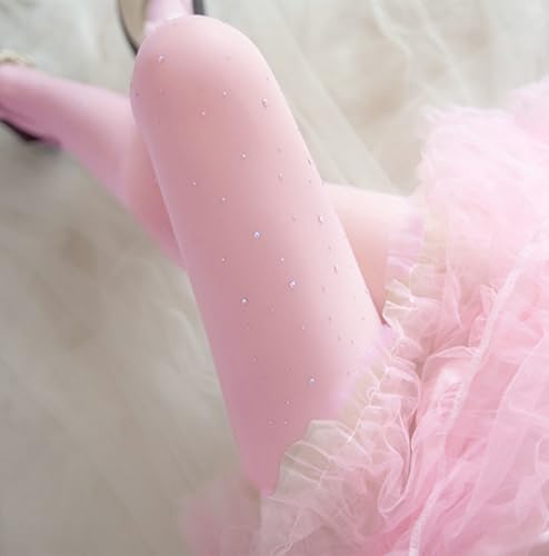 Image of LUCKELF Girls Glitter Tights, Soft Opaque Tights Sparkle Rhinestone Tights School Dress Dance Stockings