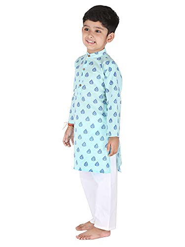 Image of Baby Boys Ethnic Wear | Handloom Cotton Kurta Pajama Set for Festivals | Comfortable & Stylish Traditional Kids Kurta Pyjama Set