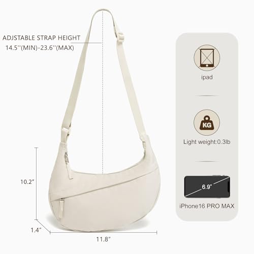 Image of YIKOEE Nylon Crescent Crossbody Bag for Women Shoulder Hobo Purse for Travel with Front Zipper Pocket