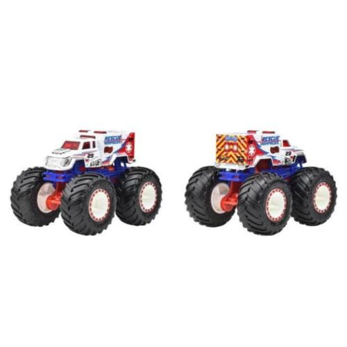 Image of Hot Wheels Monster Trucks Helichopper Vs Rescue Rampager Demolition Doubles 2026 1:64 Scale 3+ Ages - Multicolor