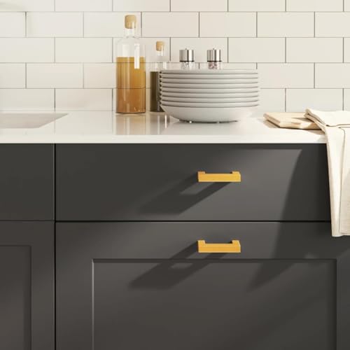 Frdhee Tiradores para armario de cocina, tiradores de puerta de granero, tiradores de muebles, 10 unidades, color dorado, 64 mm, acero inoxidable, para cajones, puertas de armarios, armarios de cocina