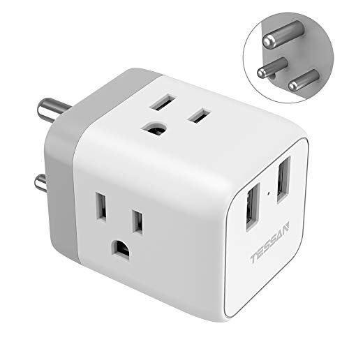 India Power Adapter, TESSAN 5 in 1 Nepal Travel Adapter Plug with 3