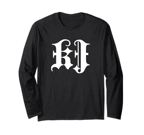 Funny Blackletter Font First Name KJ Goth Long Sleeve T-Shirt