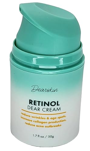 Dearskin Retinol Cream for Face Anti Aging Moisturizer Wrinkle 1.7oz Night and Day with Botanical Hyaluronic Acid, Vitamin E, Jojoba Oil Aloe Vera Vegan - New Pump Bottle!