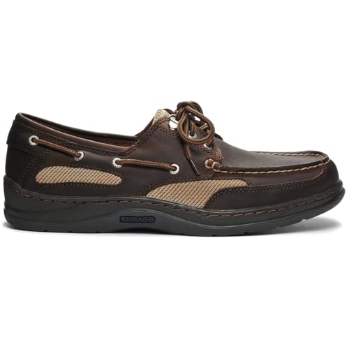 Image of Sebago Clovehitch II FGL Waxed Lace Up Moccasins - 100% Leather, Low-Cut Design with Water-Resistant Finish & Breathable Mesh Lining