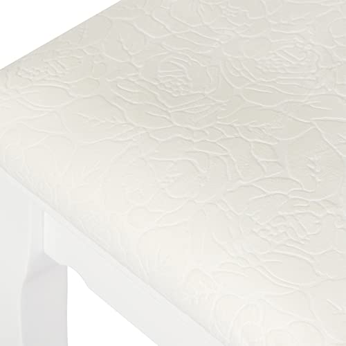 WOLTU Dressing Table Stool, White Padded Vanity Stool, Make-up Chair for Bedroom, Pinewood Legs, Baroque Style, 37x28x44.5cm, MB6095ws - Image 6