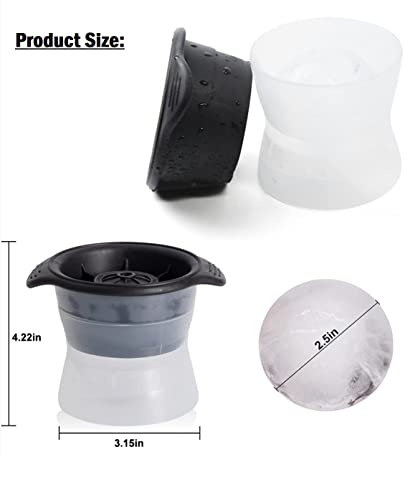 Silicone Ice Mold Set (4-Pack) Ice Cube Maker 2.5 Inch Ice Balls And 1.8 Inch Diamond Shape Slow Melting Round & Diamond Ice Perfect For Whiskey, Old Fashions & Classic Cocktails, Bpa Free #TOP3