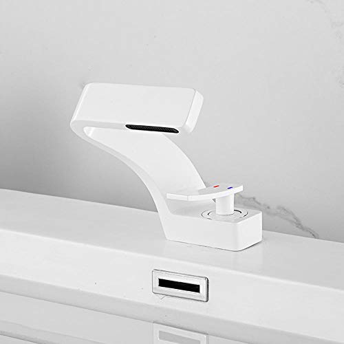 Robinets de lavabo de salle de bains en laiton blanc mitigeur cascade design moderne