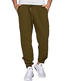 We1Fit Mens Loose Fit Baggy Pants Athletic Joggers Gym Sports Sweatpants with Pockets Army Green