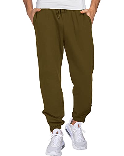 We1Fit Pantalon de survêtement baggy léger pour homme avec fermeture éclair aux chevilles, vert militaire, Taille S Cover