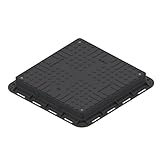 Tapa con Marco VODALAND 60x60 de Plástico Negro - Clase de Carga A15 para Arquetas de PVC, Pozos y Alcantarillas - Tapa Cuadrada para Registro y Alcantarillado