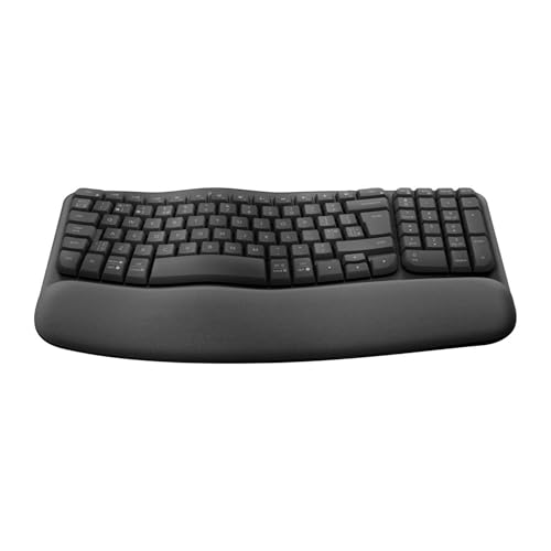 Logitech Wave Keys for Business, Teclado ergonómico inalámbrico con reposamanos Acolchado - Grafito, Disposición AZERTY Francés