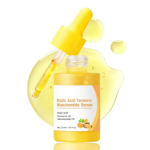 Kojic Acid Serum Gesicht mit Kurkuma & Niacinamid Aufhellendes Anti Flecken Serum gegen Pigmentflecken Dark Spots Correcting & Ungleichmäßigen Hautton Feuchtigkeitsspendendes Gesichtsserum 30 ml