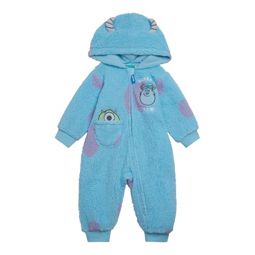 Disney Monsters Inc. Mike Sully Infant Baby Boys Cozy Sherpa Zip Up Cosplay Coverall Blue/Sulley 18 Months