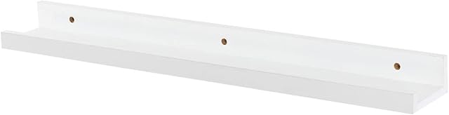 Harbour Housewares 1x White 57cm Floating Childrens Gallery Picture Ledge Wall Shelf Gallery Bookshelf Storage Set Easy To Install Office, Bedroom, Living Room, Storage Mounted Shelves