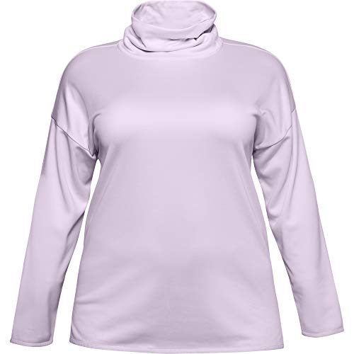 Under Armour Women's Armour Fleece Funnel Neck Pull Over T-Shirt , Crystal Lilac (570)/White , Medium