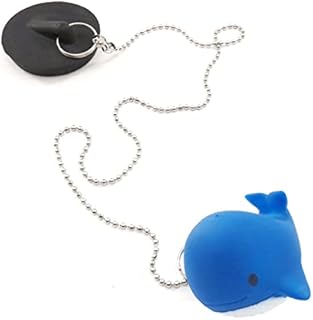 Bath Plug and Chain Universal Sink Plug 45 mm/1.78 Inch Rubber Plug Chain with Cartoon Pattern Animals Long Metal Chain Great Universal Replacement for Bathrooms and Laundries (Whale)