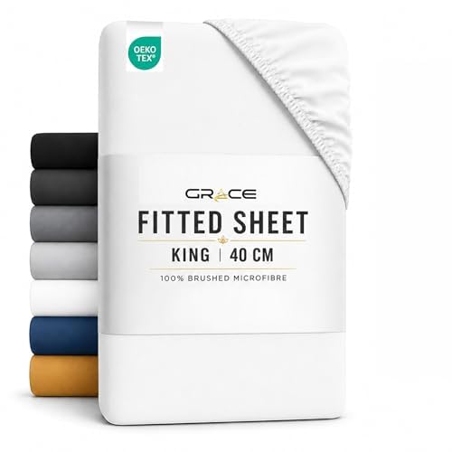 Grace King Size Fitted Sheets Extra Deep Pocket 40 cm (16 inches) Durable Elastic Bed Sheets - Premium Microfiber Fitted Sheets King Size - Ultrasoft Hypoallergenic Fade Resistant — image 1
