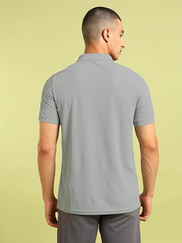 Image of TECHNOSPORT Men's Solid Slim Fit Polo Collar T-Shirt MATPIQ Half Sleeve Button Polyester for Gym Running Workout UPF50+ Anti Odour