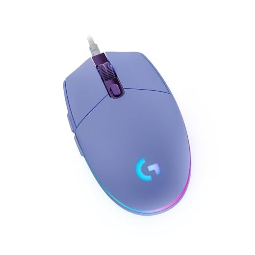 Logitech G Mouse para jogos com fio 203, 8.000 DPI, luz de efeito óptico arco-íris, 6 botões programáveis, memória on-board, mapeamento de tela, computador PC/Mac e laptop compatível - lilás