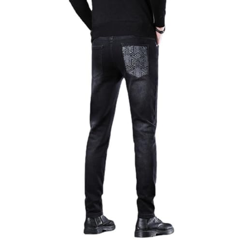 Jeans Pants Trousers Denim Spring and Autumn Men's Stretch Slim Fit Classic Printed Casual