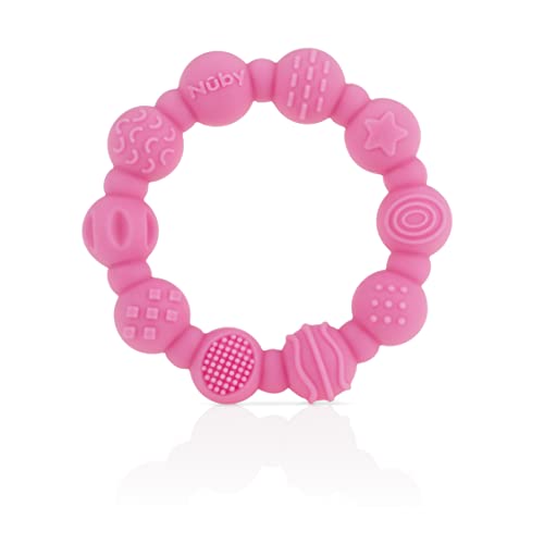 Image of Nuby 100% Silicone Teether Ring, 3 Months + Colors May Vary