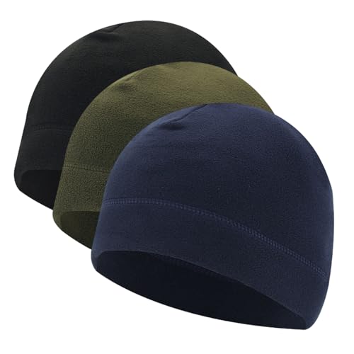 TUONYIS 3 Pièces Bonnet de Nuit Homme Femme, Bonnets en Polaire Thermique d'hiver avec CouvreOreilles, Doublure de Casque élastique pour la Course à Pied Cyclisme (3...