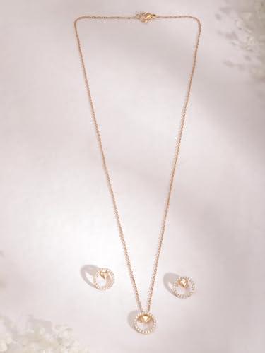 Image of Rubans Gold Plated Wedding Pendant Jewellery Set for Women