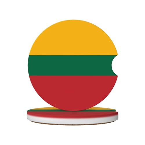 Ensemble de 2 sous-Verres de Voiture avec Drapeau de la Lituanie, en céramique imprimée, Accessoires pour l'intérieur de la Voiture
