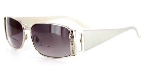 Town and Country Designer Bifocal Sunglasses for Youthful, Elegant Women who Read in the Sun (Chrome/Silver +2.00)