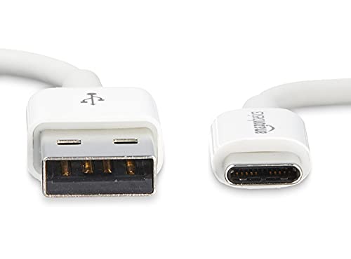 Image of Amazon Basics USB Type-C to USB-A 2.0 Male Charging Cable, 6 Feet (1.8 Meters), White - Pack of 5