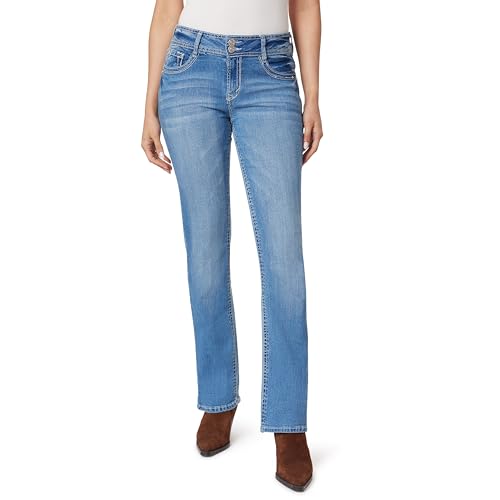 Image of WallFlower Luscious Curvy Bootcut Jeans for Women, Mid-Rise Insta Stretch Denim, Size-Inclusive Juniors Jeans