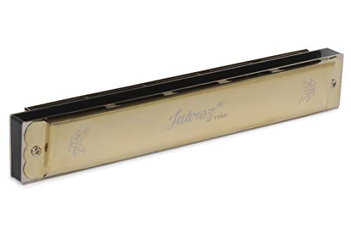 Image of JUAREZ JRH24GD 24 Holes Harmonica Key Of C Scale | Mouth Organ | Cover - Stainless Iron | Comb - Abs | Reed - Phosphor Bronze With Cloth & Case