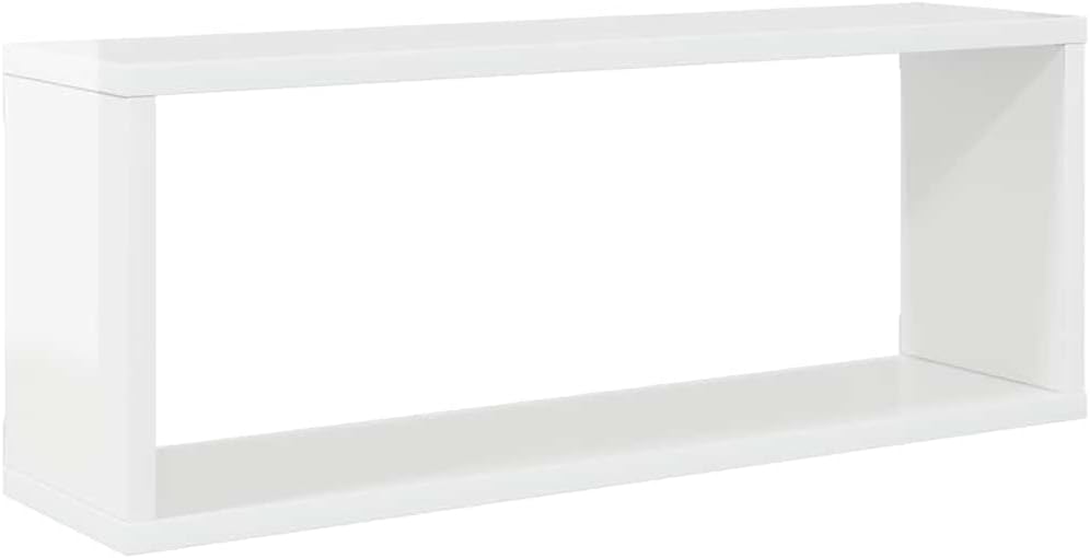 Wall Shelf Set of 2, High Gloss White Engineered Wood, 23.6" Floating Ledge Shelves for Living Room, Bedroom, Bathroom Decor
