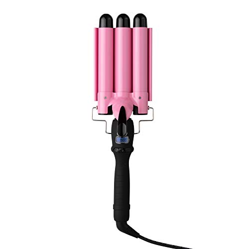 Curling Iron,3 Barrel Curling Iron with LCD Temperature 410F(210â„ƒ) Display,Temperature Adjustable Portable,1 Inch Ceramic Tourmaline Triple Barrels, Fast Heating Ideal Hair Styling Tool.(Pink)
