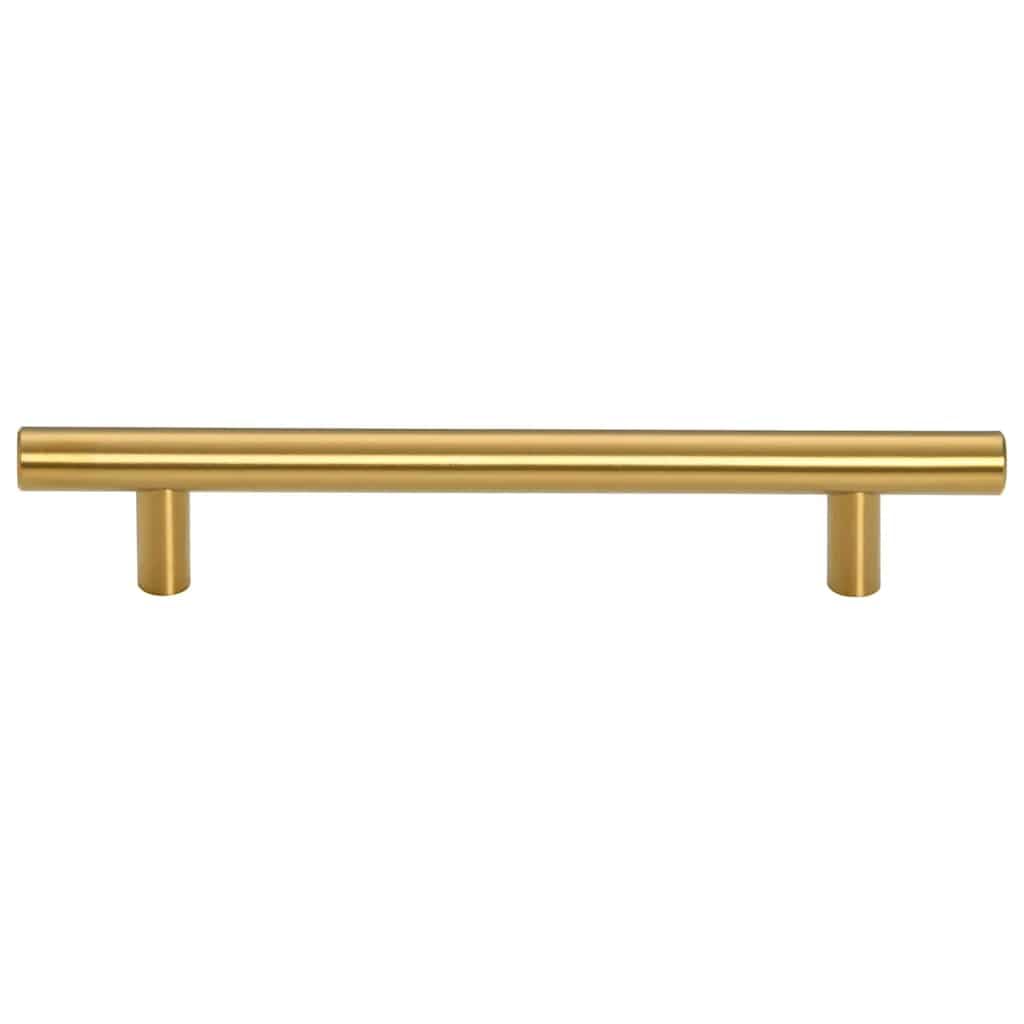 Möbelgriffe 10 Stk. Golden, Edelstahl Möbelgriff 128 mm Lochabstand, Schrankgriff für Front Tür Schublade Schrank Küche Bad Wohnzimmer Flur Garderobe Kommode, 192 x 32 mm