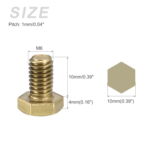 Tornillo de cabeza hexagonal M6 de latón macizo totalmente roscado Metallixity de 10mm 2