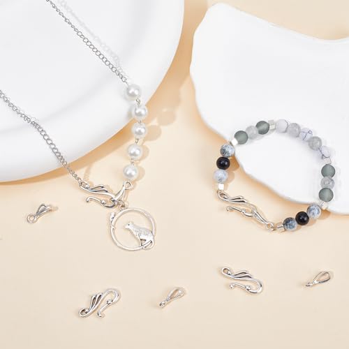 SUNNYCLUE 1 Box 70 Sets S Hook Jewellery Clasp S Ring Toggle Clasps Tibetan Style Antique Silver S Hook Ring Bracelets Necklace Connectors Jewellery End Clasps and Closures for Jewellery Making - Image 4