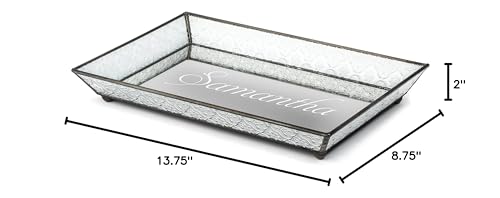 J Devlin Tra 106-1 ET209 Personalized Vintage Glass with Name Jewelry Tray with Mirrored Bottom Monogrammed Decorative Dresser Engraved Vanity Organizer - Thumbnail 2