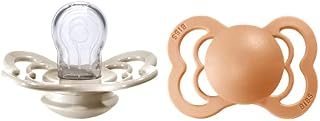 BIBS Supreme Soother 2-Pack, BPA Free Dummy Pacifier, Size 2 (6-18 Months), Pink Plum / Peach