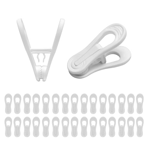 Image of YeHeng 30 Pack Hanger Clips, 2.6 Inch Plastic Clothes Pins, Heavy Duty Hanger Clips for Skirts, Pants, for Baby Clothes Hangers, White