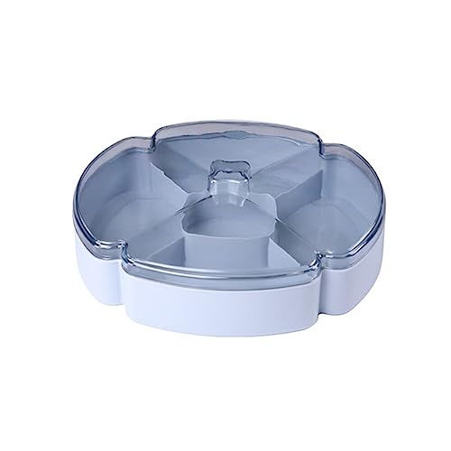 Serving Tray with Lid and Handle Floral Divided Serving Dish Snack Storage Container Appetizer Platters Veggie Tray Platter Snack Serving Tray with 5 Compartments for Candy, Nut, Chips, Veggies