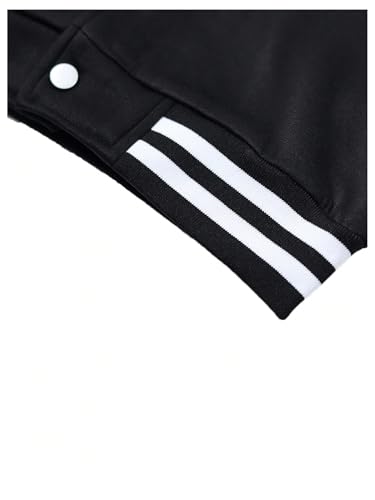 MakeMeChic Boy's Varsity Baseball Bomber Jacket Striped Long Sleeve Color Block Button Down Coats4