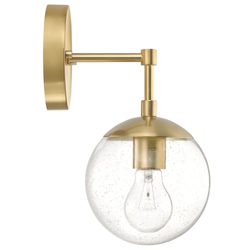 Image of Design House Gracelyn 1-Light Dimmable Wall Sconce, Clear Seedy Glass Globe, Satin Gold, 588871-SG