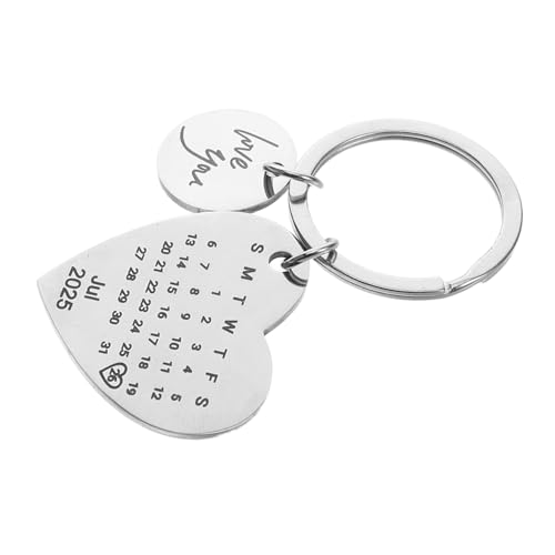 Cabilock Llavero de Acero Inoxidable con Calendario Grabado Recuerdo de Aniversario y Cumpleaños Regalo para Bodas y San Valentín Accesorio Duradero y Funcional para Parejas