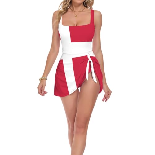 Robe de bain push-up une pièce avec motif drapeau Danemark pour femme