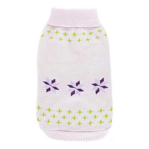 Image of Lulala Turtleneck Dog Sweater - Winter Coat Apparel Classic Cable Knit Clothes with Leash Hole for Cold Weather, Ideal Gift for Pet (Pink, 8 Inch)