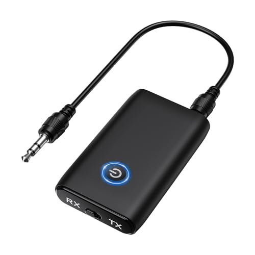 ORIA Bluetooth 5.0 Transmitter Receiver, 2 in 1 Wireless 3.5mm Bluetooth Audio Aux Adapter, USB Charging, Low Latency for PC/TV/Car Sound System/Wired Speakers/Headphones