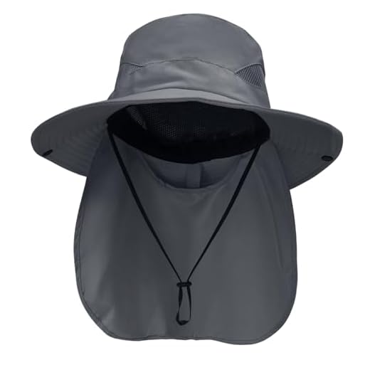 NPQQUAN Sun Hats for Men Women with Neck Flap UPF 50+ UV Protection Wide Brim Bucket Hat Safari Hiking Fishing Hats Darkgray（Neck Flap）